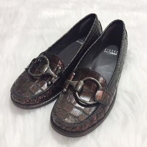Stuart Weitzman Reptile Loafers Shoes Sz 6M Brown